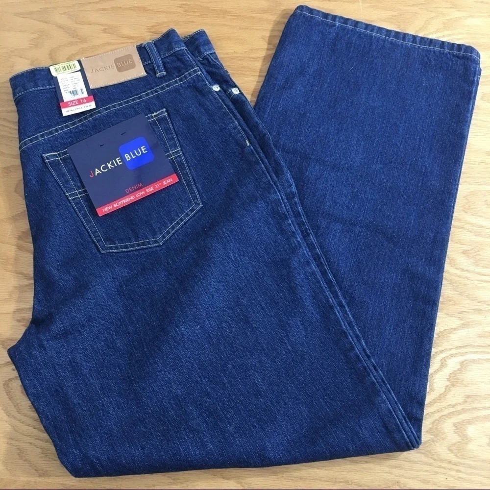 NWT Dark Wash Jackie Blue New Boyfriend Jeans Size 16 - Picture 1 of 5